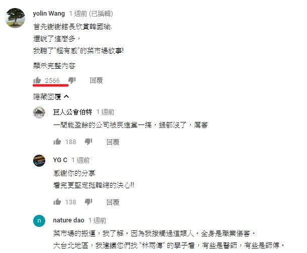網友Yolin Wang分享女友故事網友熱烈回響示意圖